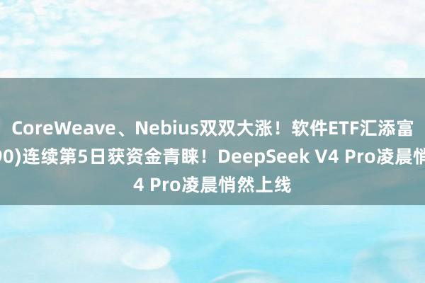 CoreWeave、Nebius双双大涨！软件ETF汇添富(159590)连续第5日获资金青睐！DeepSeek V4 Pro凌晨悄然上线
