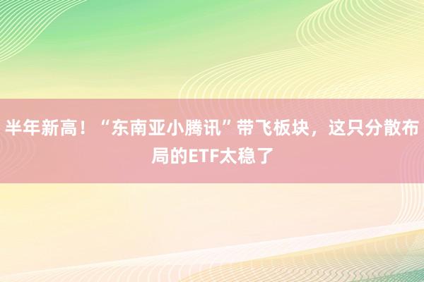 半年新高！“东南亚小腾讯”带飞板块，这只分散布局的ETF太稳了