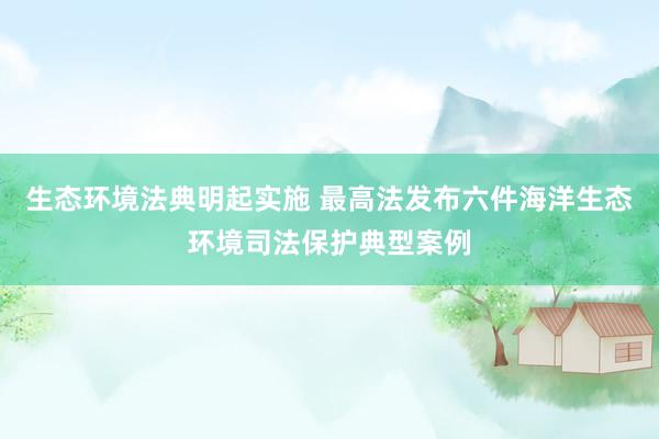 生态环境法典明起实施 最高法发布六件海洋生态环境司法保护典型案例