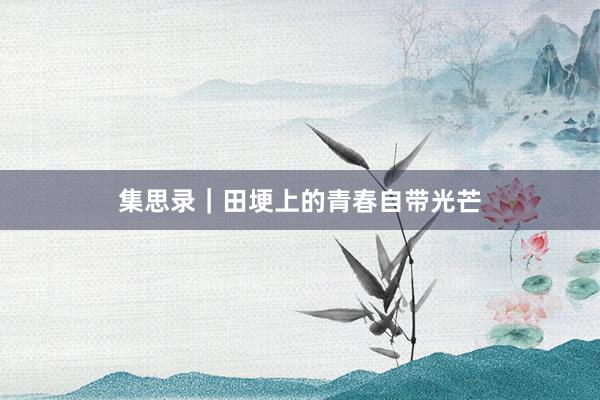 集思录｜田埂上的青春自带光芒