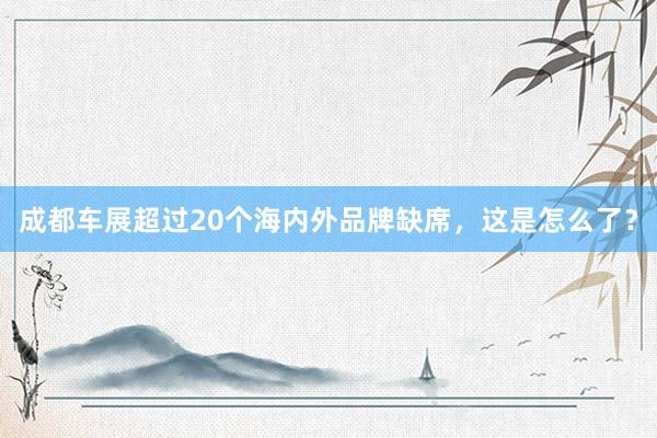 成都车展超过20个海内外品牌缺席，这是怎么了？