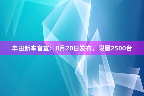 丰田新车官宣：8月20日发布，限量2500台