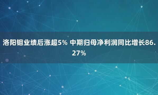 洛阳钼业绩后涨超5% 中期归母净利润同比增长86.27%