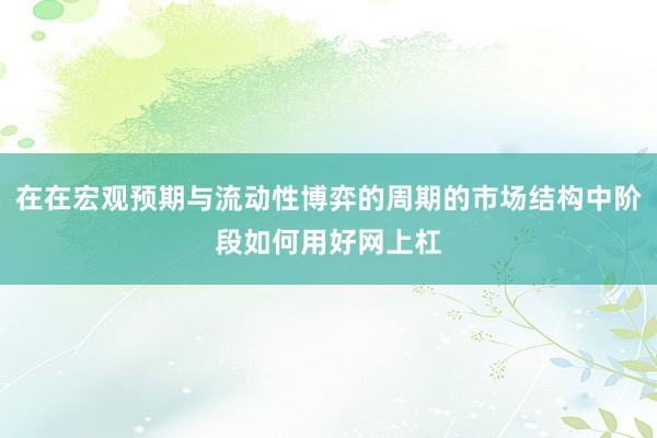 在在宏观预期与流动性博弈的周期的市场结构中阶段如何用好网上杠