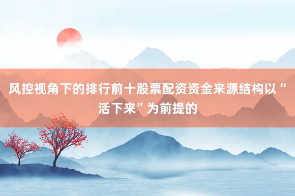 风控视角下的排行前十股票配资资金来源结构以“活下来”为前提的
