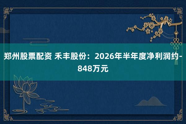 郑州股票配资 禾丰股份：2026年半年度净利润约-848万元