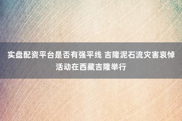 实盘配资平台是否有强平线 吉隆泥石流灾害哀悼活动在西藏吉隆举行