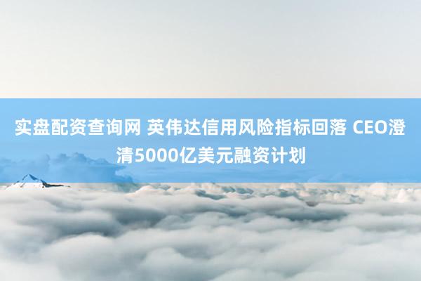 实盘配资查询网 英伟达信用风险指标回落 CEO澄清5000亿美元融资计划