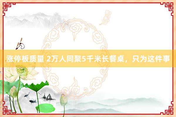 涨停板质量 2万人同聚5千米长餐桌,只为这件事