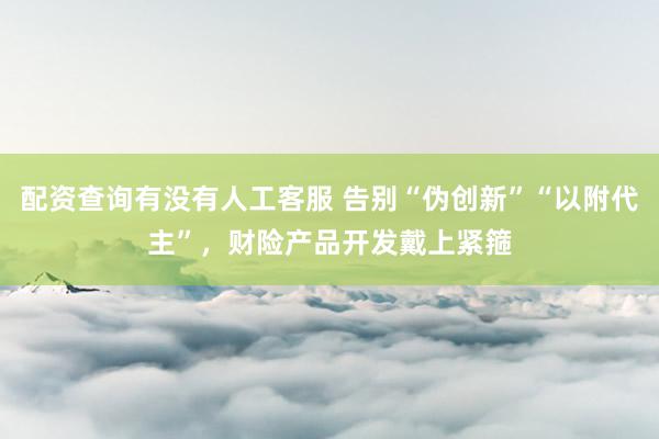 配资查询有没有人工客服 告别“伪创新”“以附代主”,财险产品开发戴上紧箍